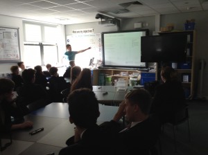 Paul explaining 3D maths to children at SHS